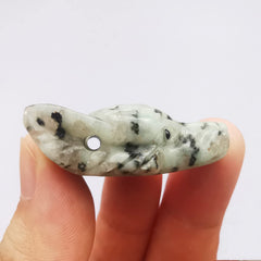 Bacatgem sesame jasper wolf head pendant highlights natural grain and hand-carved finish.
