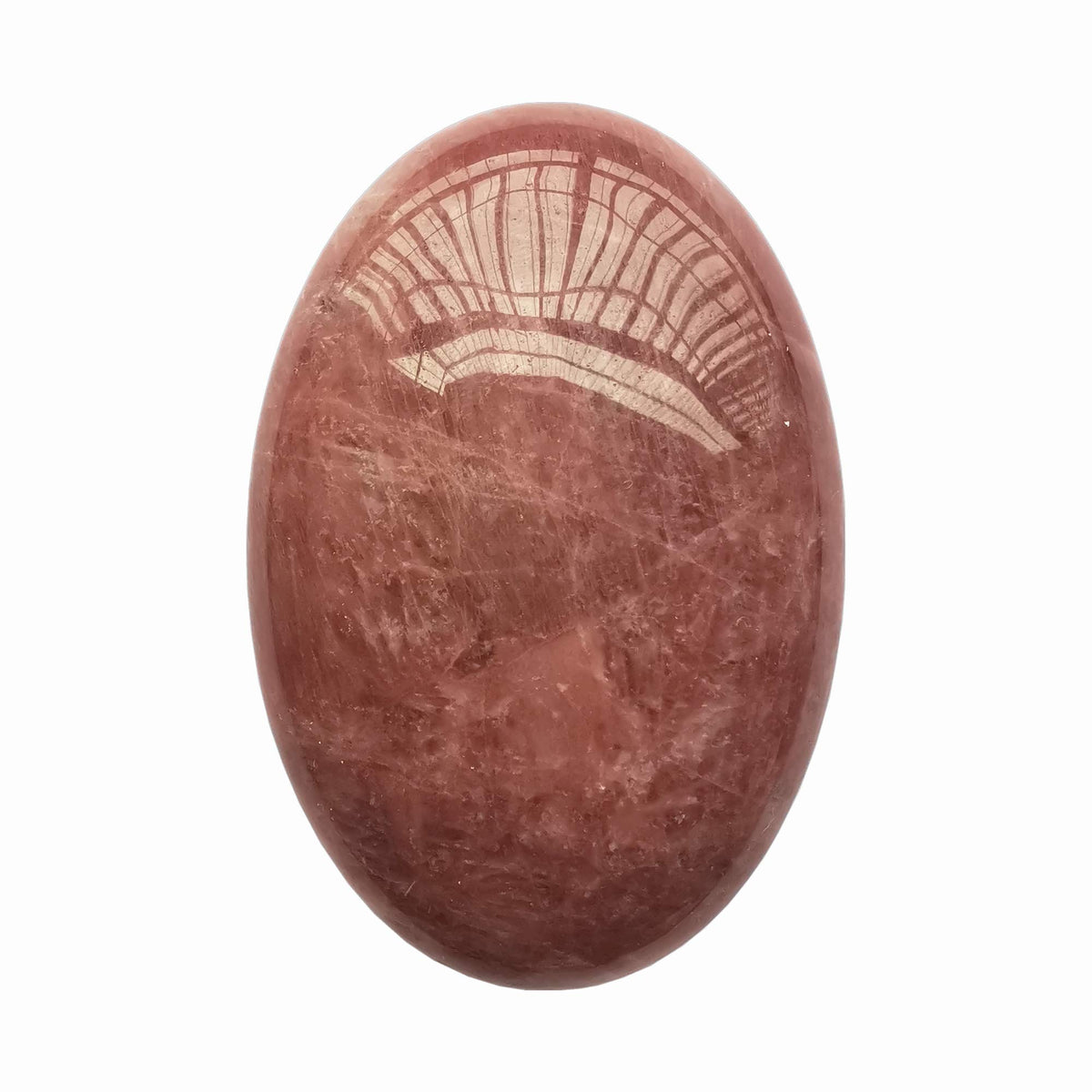 Bacatgem strawberry quartz oval palm stone for meditation and relaxation.