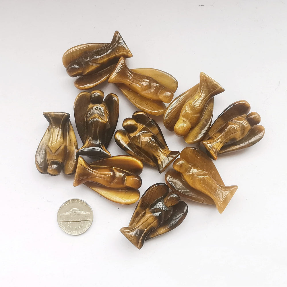 Bacatgem tiger's eye angel figurine adds serene energy to spaces