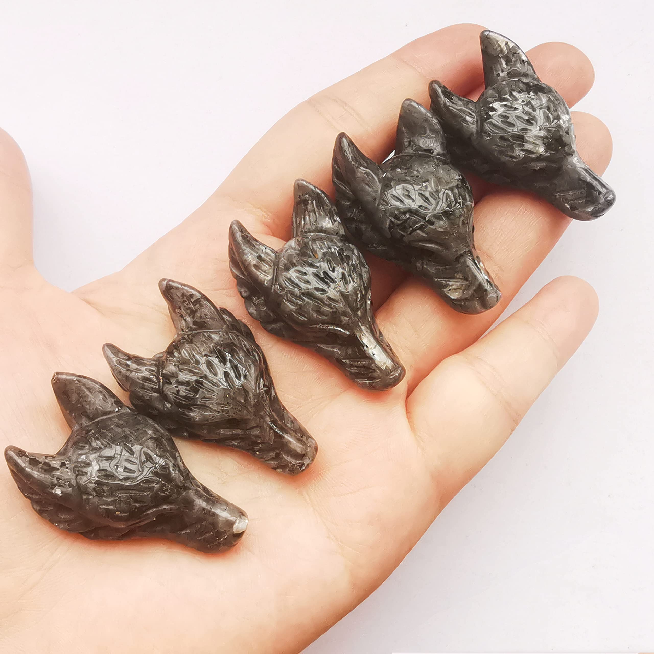 Bacatgem wolf head gemstone close-up showing natural patterns, perfect for handmade jewelry.