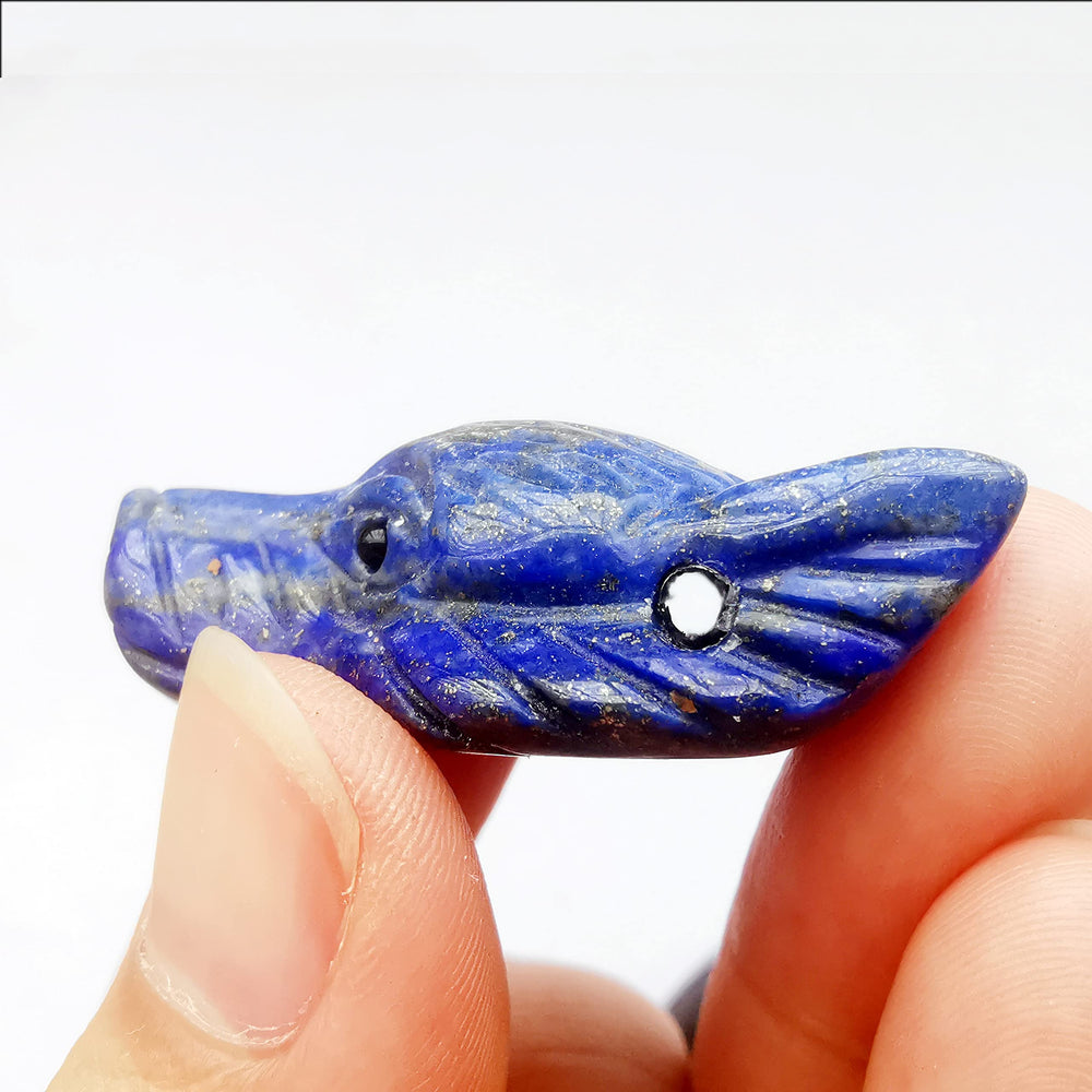 Bacatgem wolf head lapis lazuli pendant ideal for meditation and focus.
