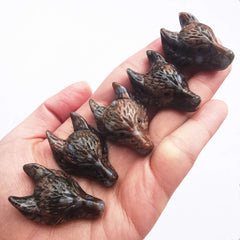 Bacatgem wolf head pendant hole design for creating a necklace or keychain