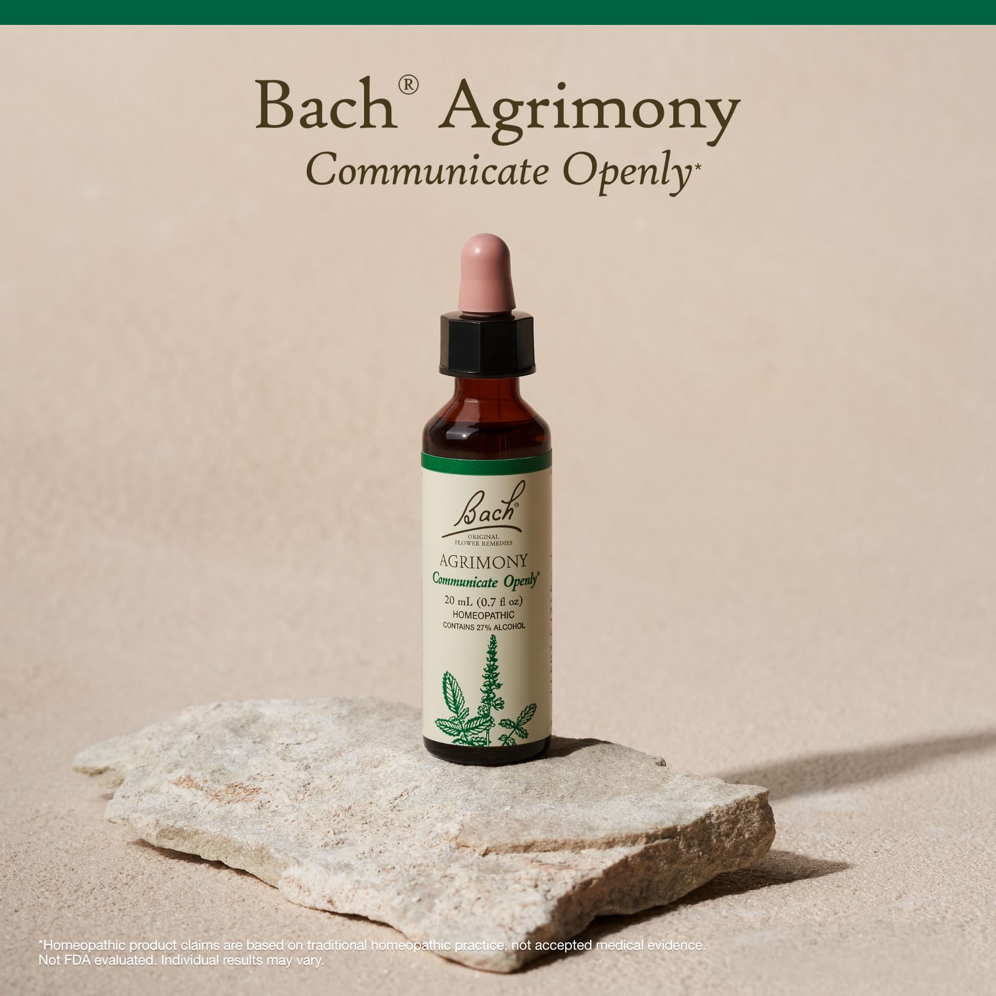Ingredients label highlights natural flower essences and vegan formula.