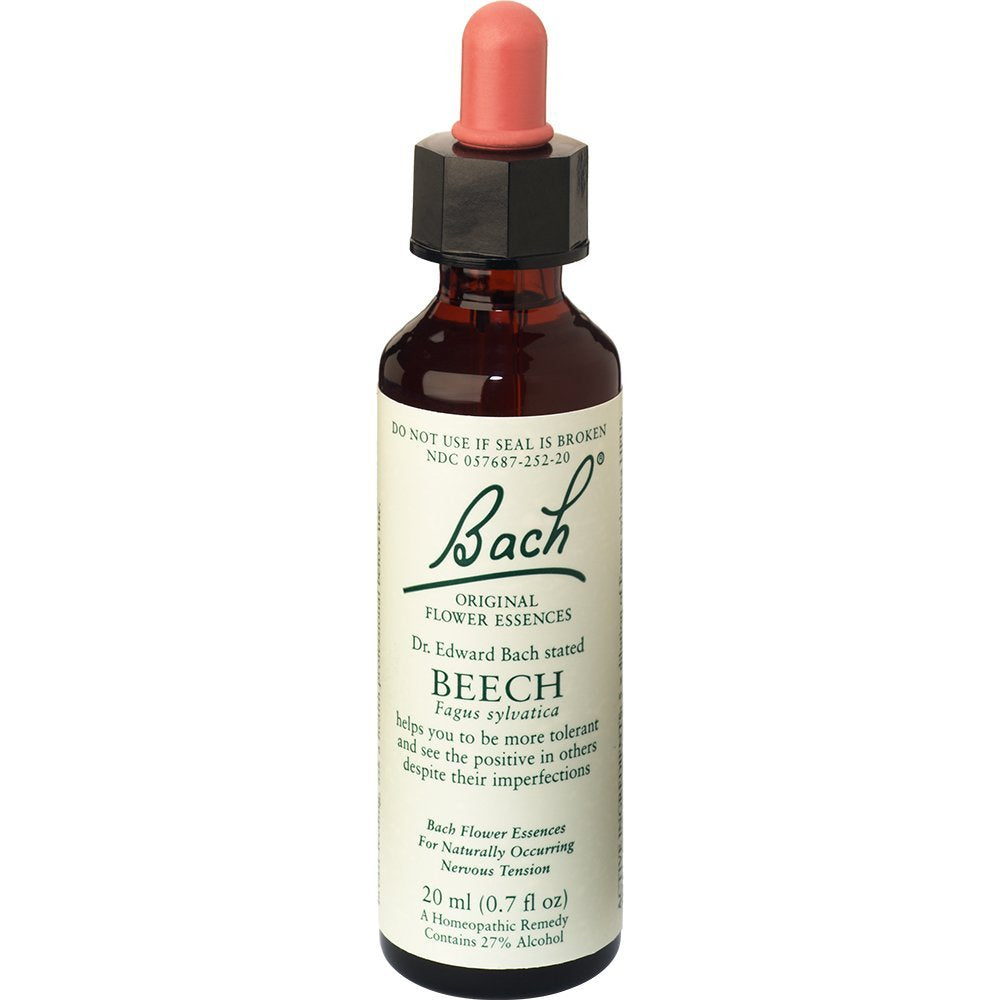 Bach Beech bottle and dropper for emotional balance and daily tolerance.