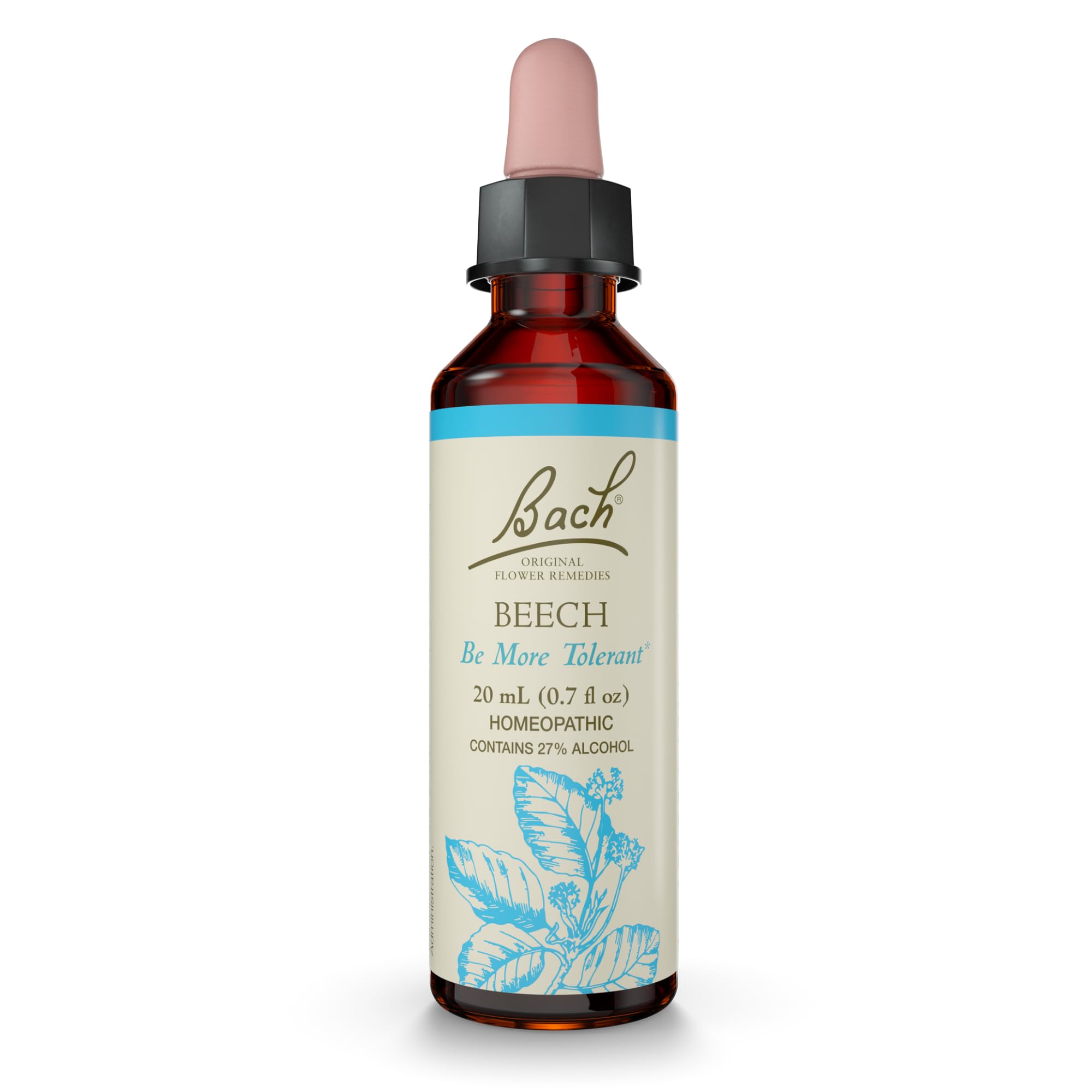Bach Beech bottle with dropper for emotional balance and tolerance.