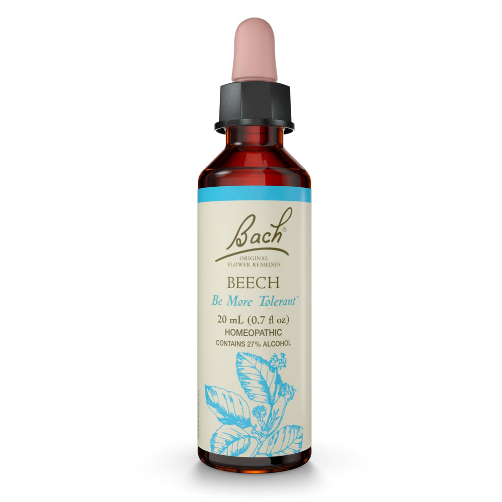 Bach Beech bottle with dropper for emotional balance and tolerance.
