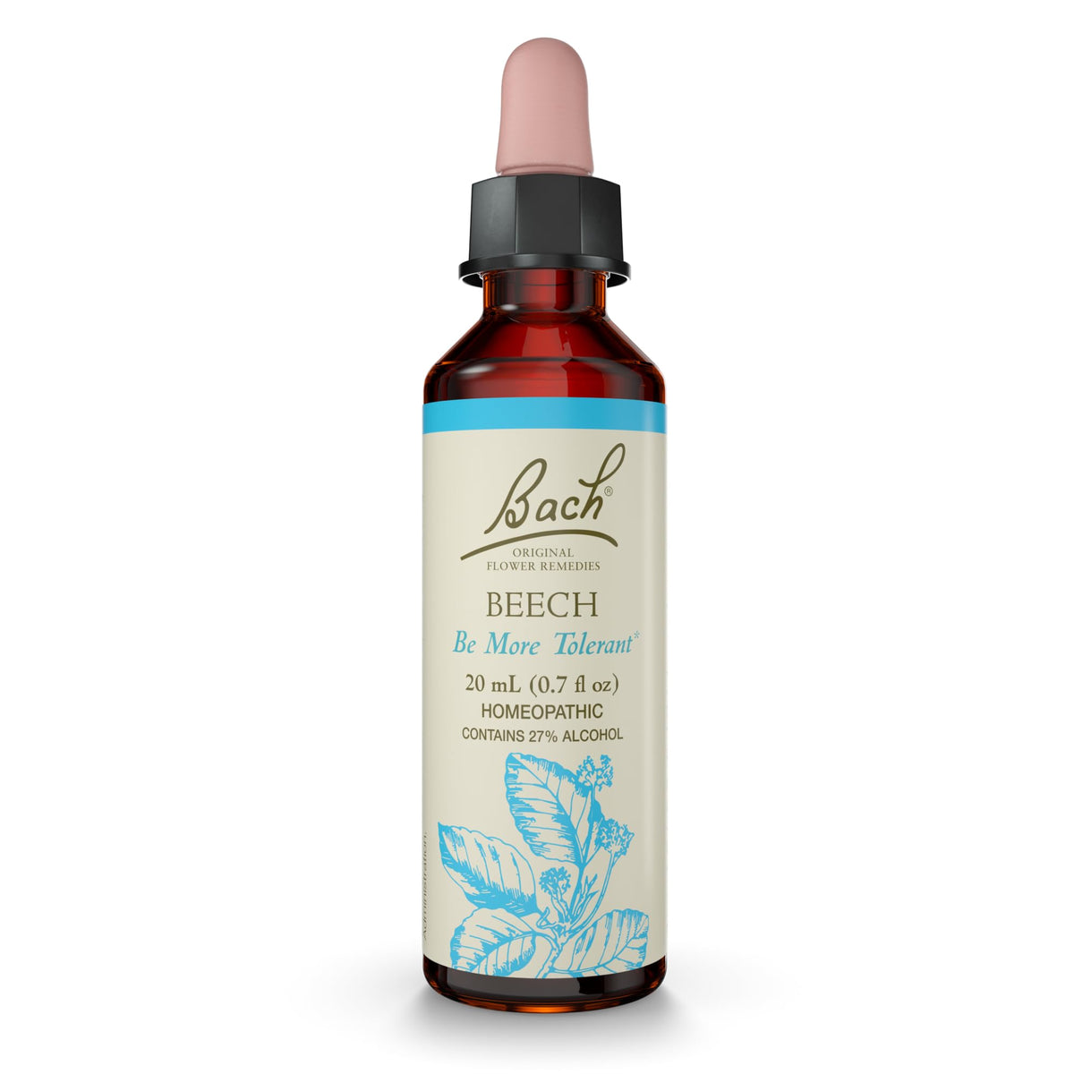 Bach Beech bottle with dropper for emotional balance and tolerance.