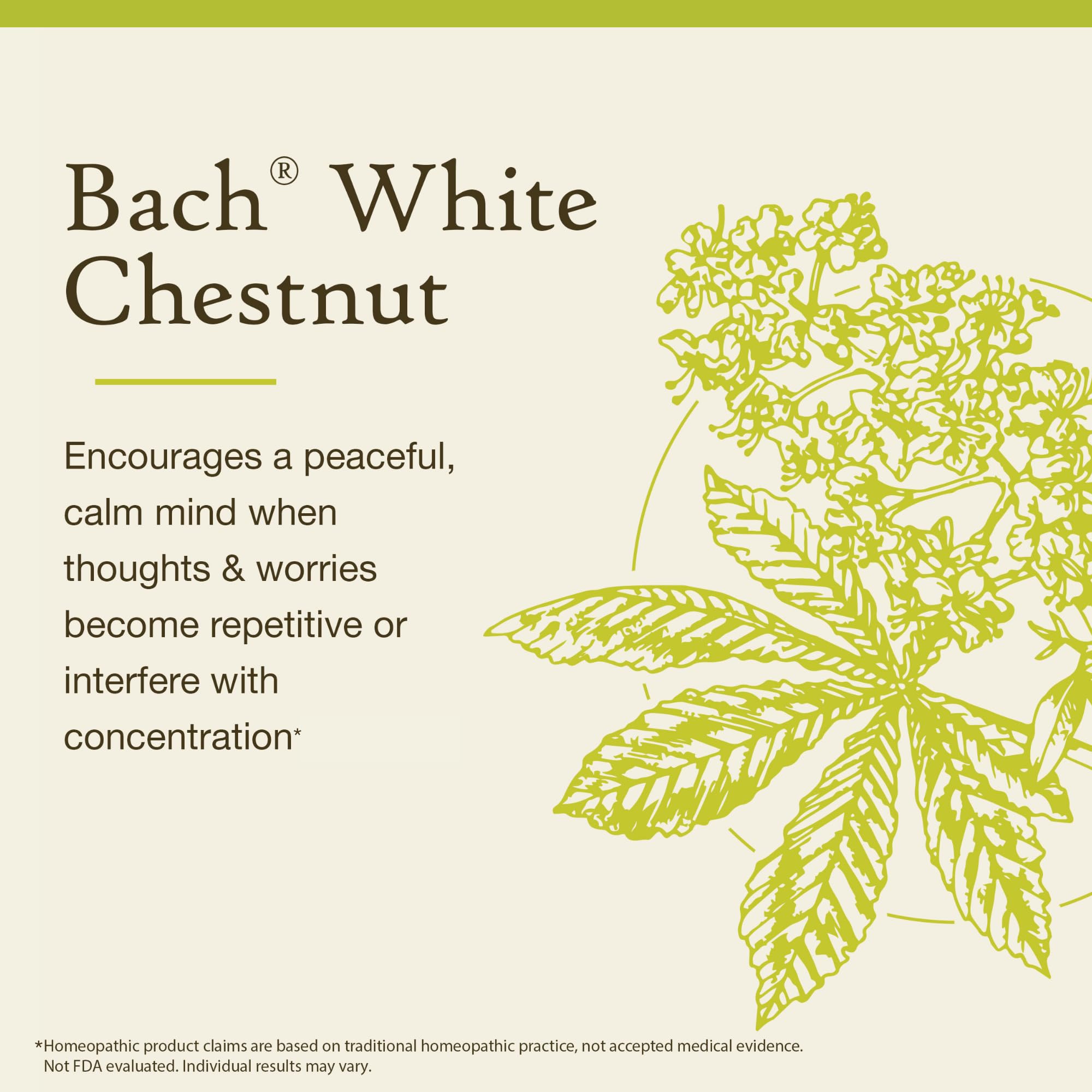 Bach Castaño Blanco etiqueta natural, ingredientes vegetales para bienestar emocional.