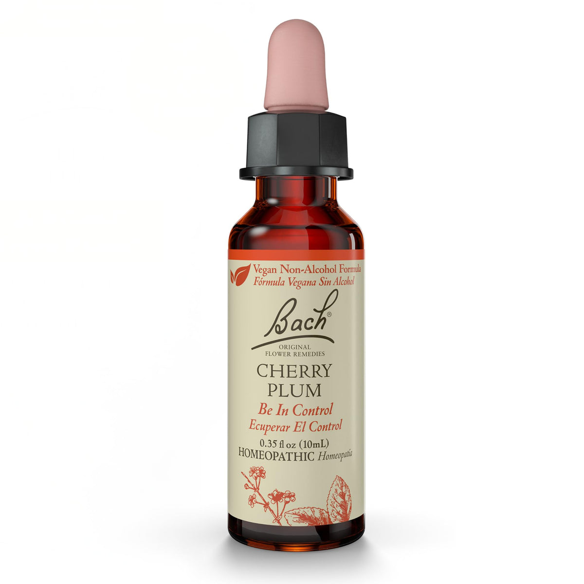 Bach Cherry Plum remedy bottle on a calm shelf for emotional balance.