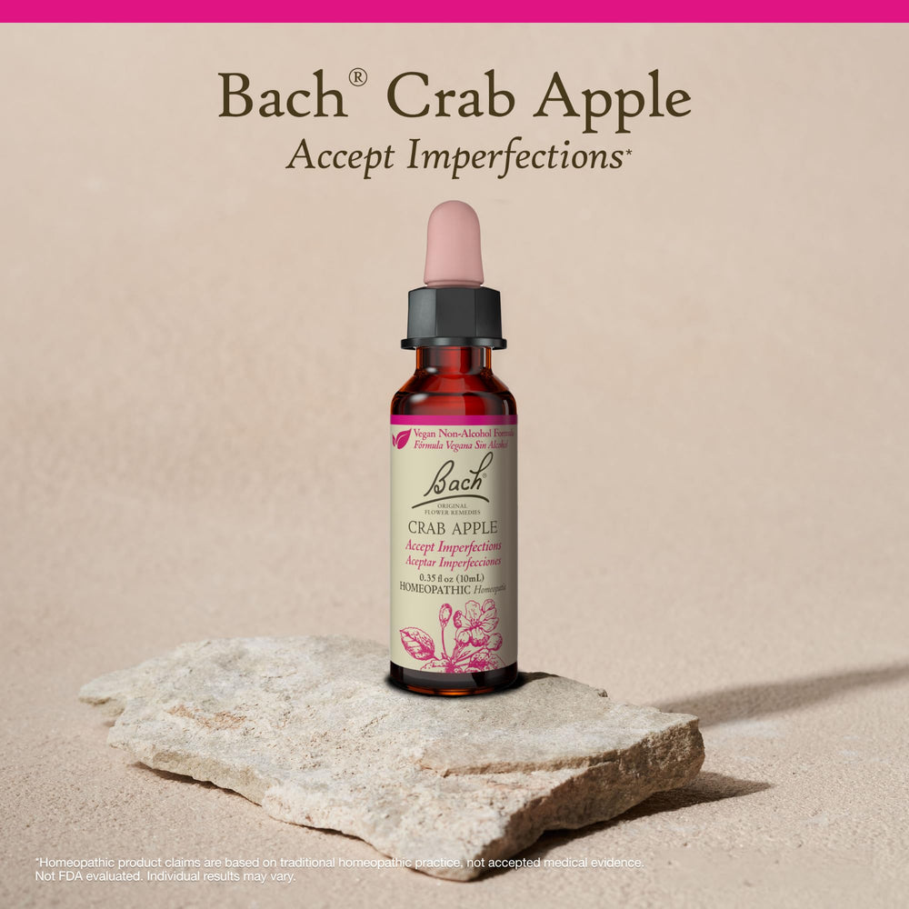Bach Crab Apple in-use setup suggests a customizable daily wellness routine.