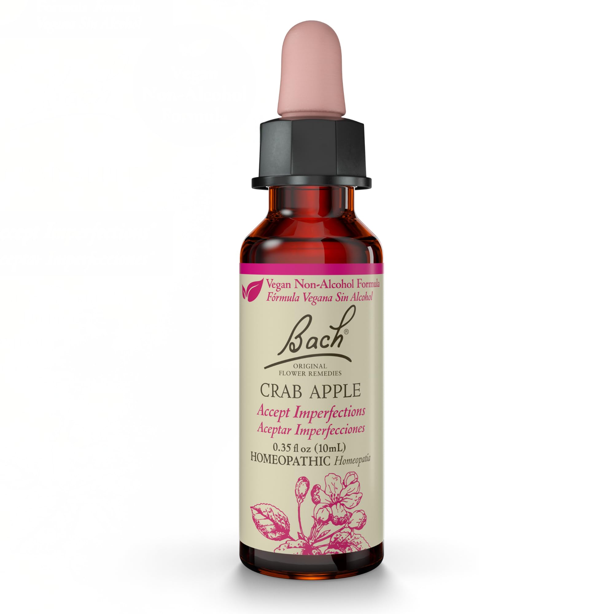 Bach Crab Apple non-alcohol bottle drops for gentle emotional balance and self-acceptance.