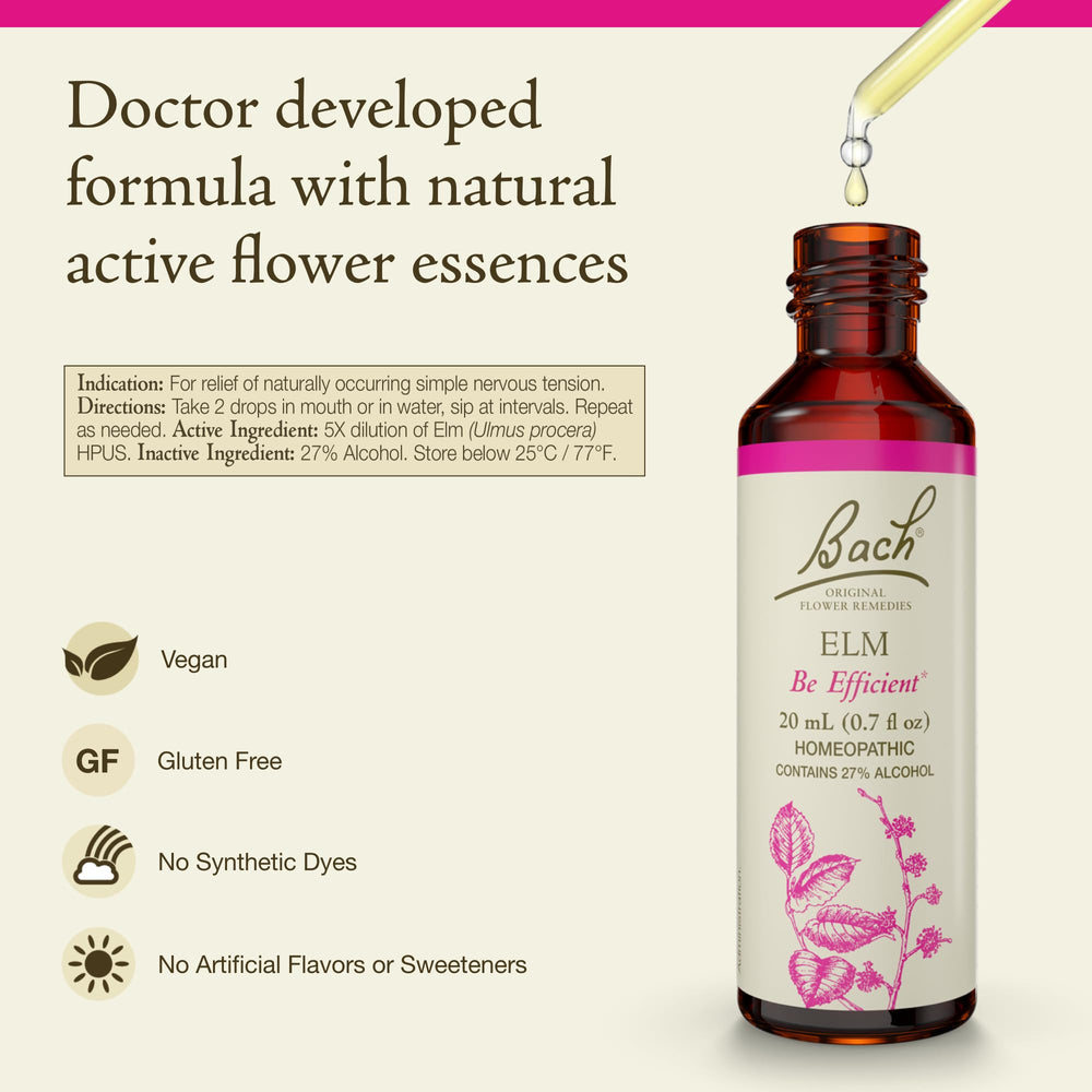 Bach Elm emotional balance drops provide daily mood support.