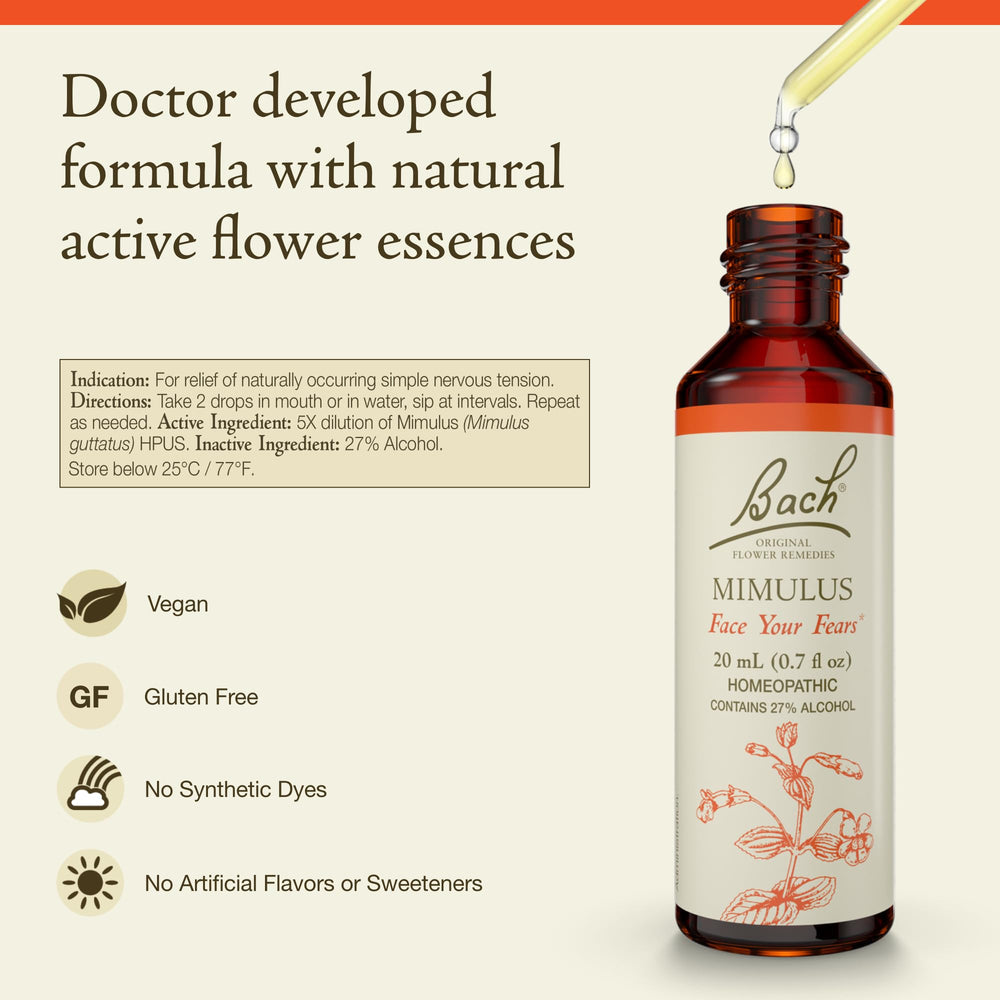 Bach Mimulus dropper ready for on-the-go calm moments