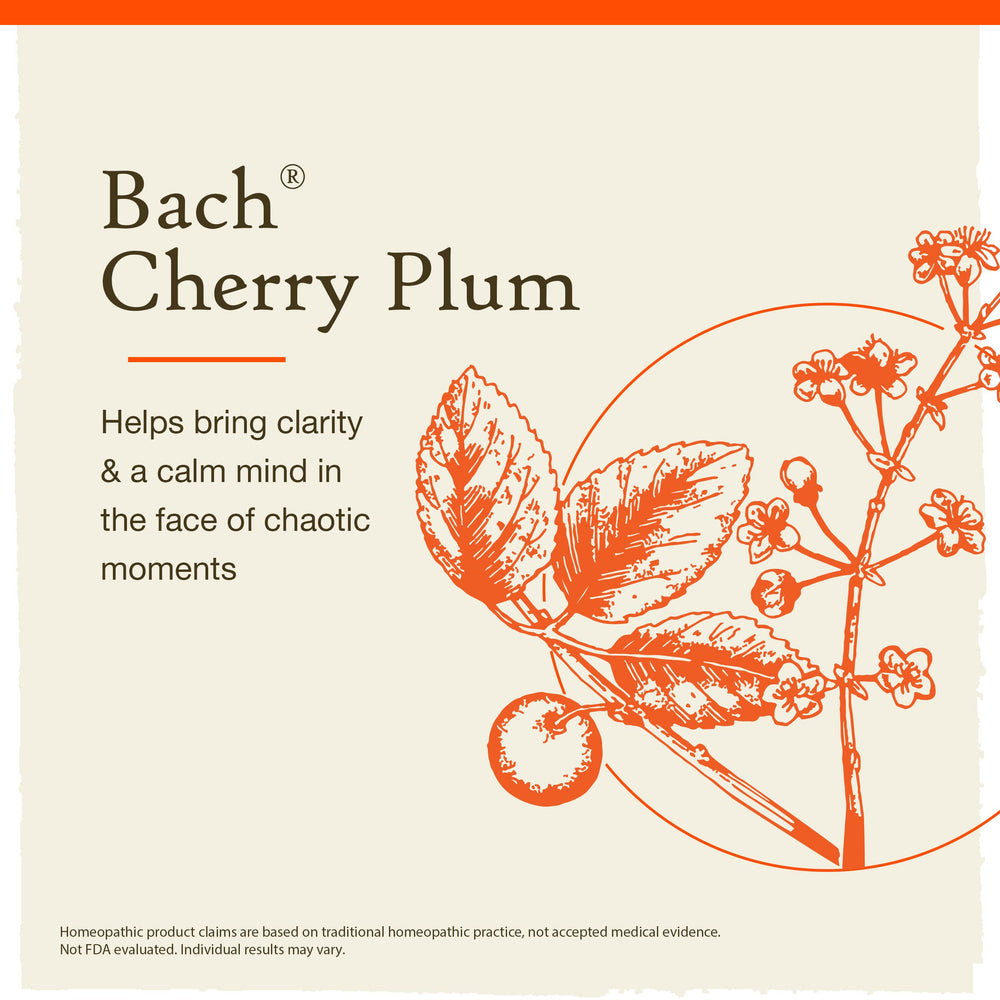 Cherry Plum bottle label close-up by Bach Flower Remedies