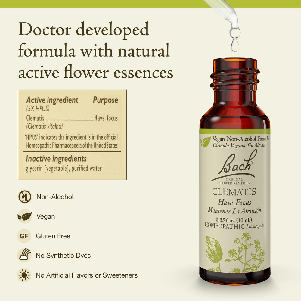 Bach Clematis non-alcohol dropper for quick discreet use