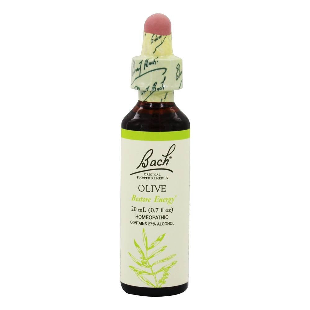 Bach Olive Flower Remedies bottle pour suggesting energy support during fatigue