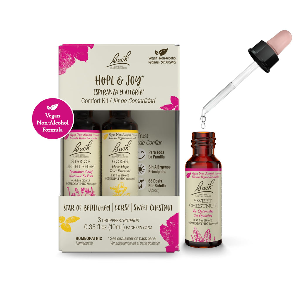 Bach Flower Remedies Trio pack front view showcasing the vegan, natural collection.