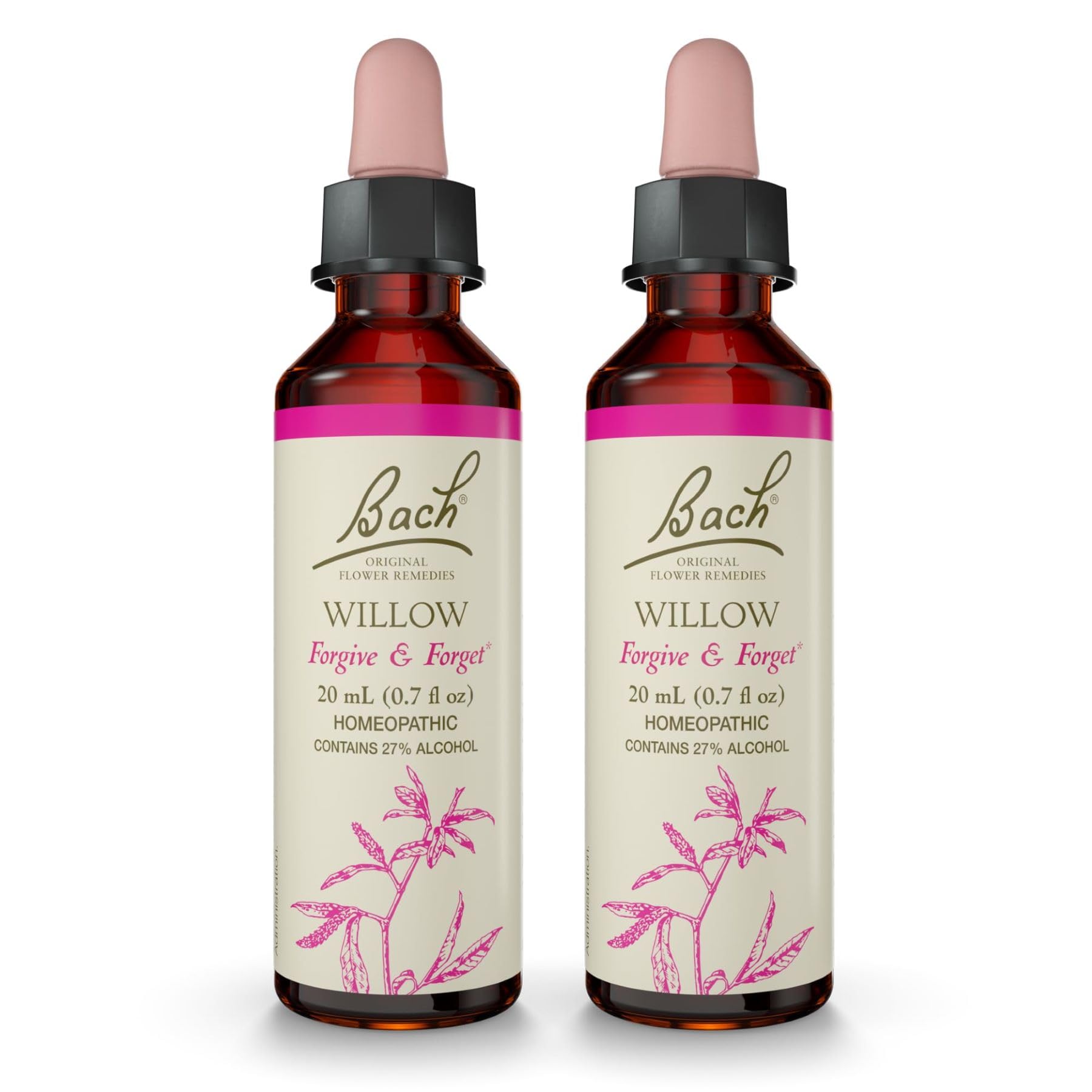 Bach Flower Remedies Willow bottle with 20 mL dropper for emotional balance.