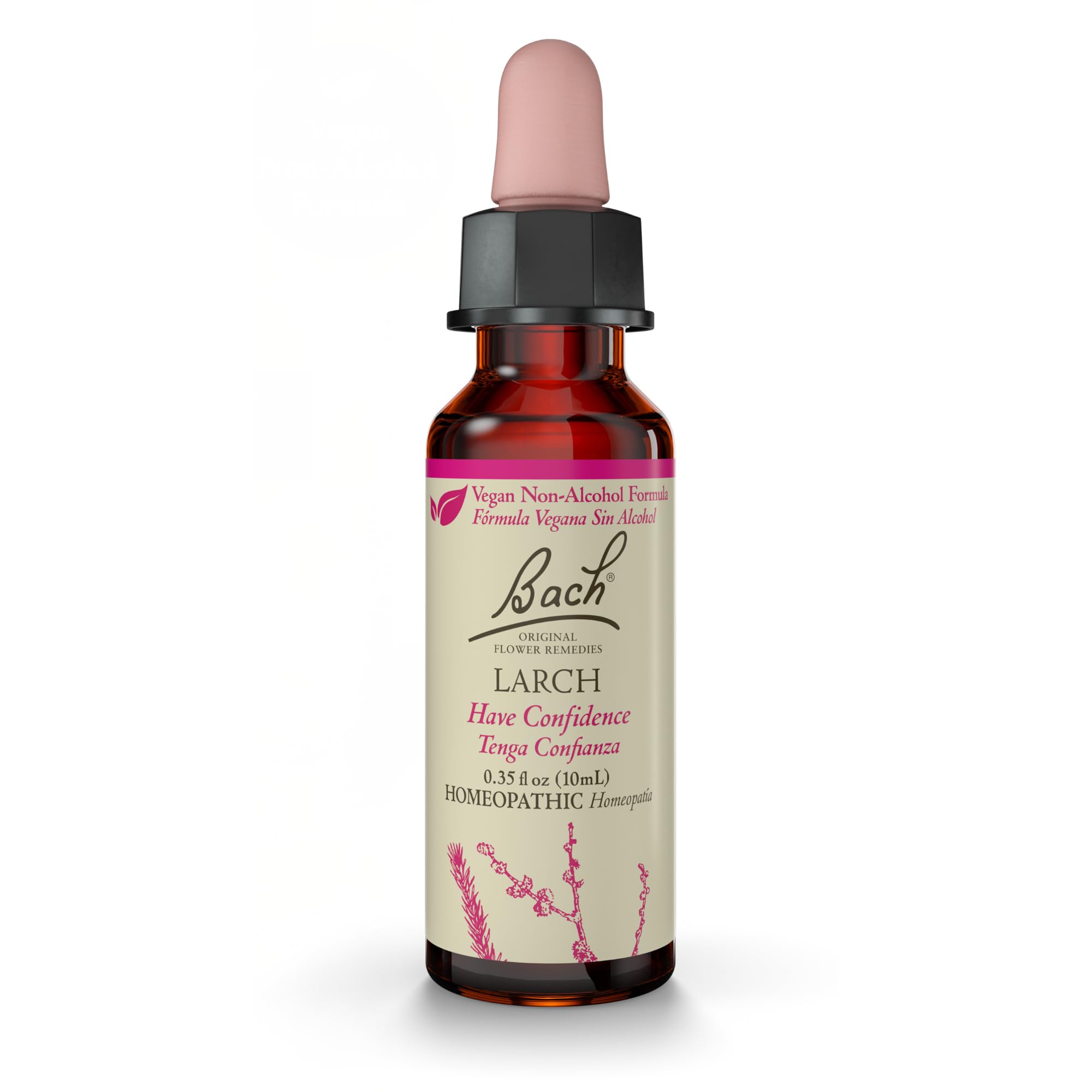 Bach Larch non-alcohol bottle promoting emotional balance and confidence