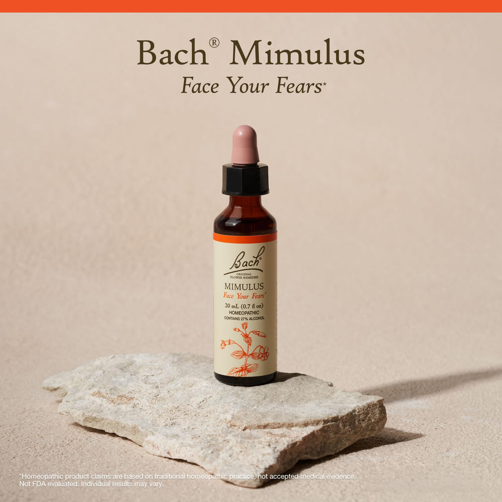 Bach Mimulus drops on tongue for simple self-care ritual