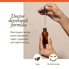 Drops added to beverage for flexible emotional wellness routine.