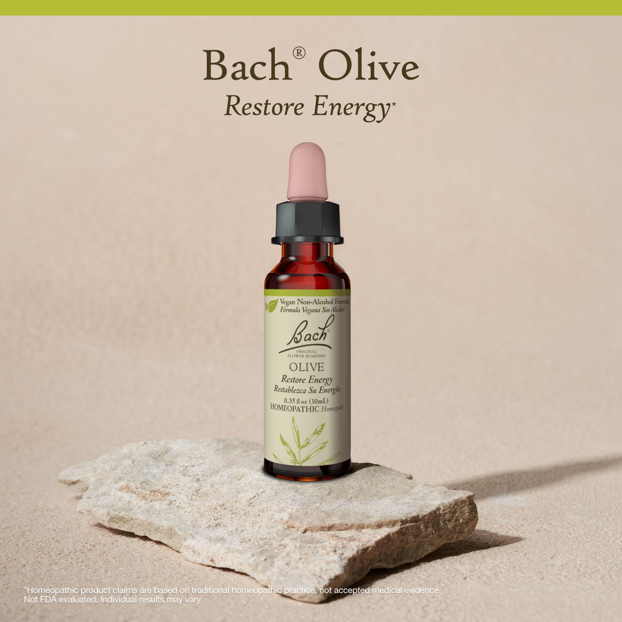 Bach Olive energy-boost packaging with user-friendly dropper