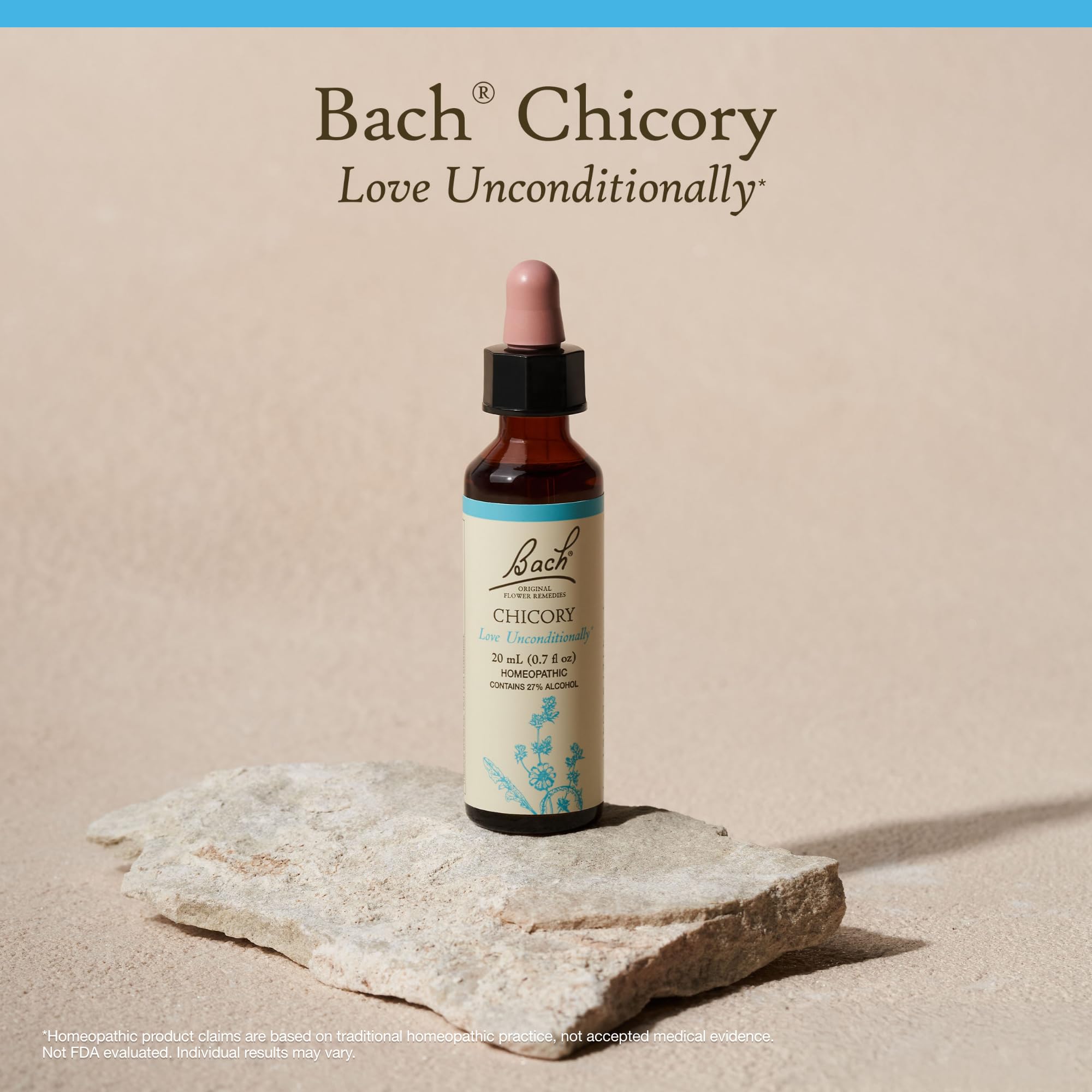 Chicory flower essence label showcasing natural ingredients