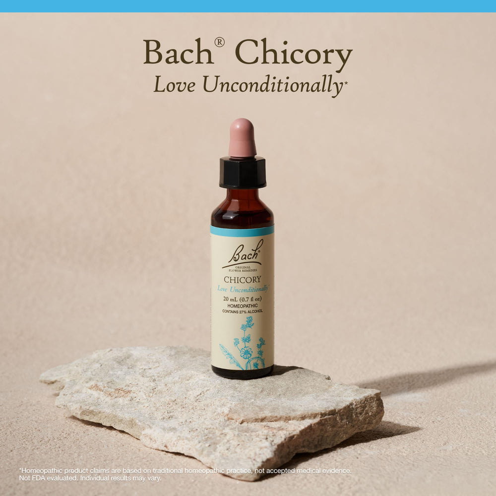 Chicory flower essence label showcasing natural ingredients