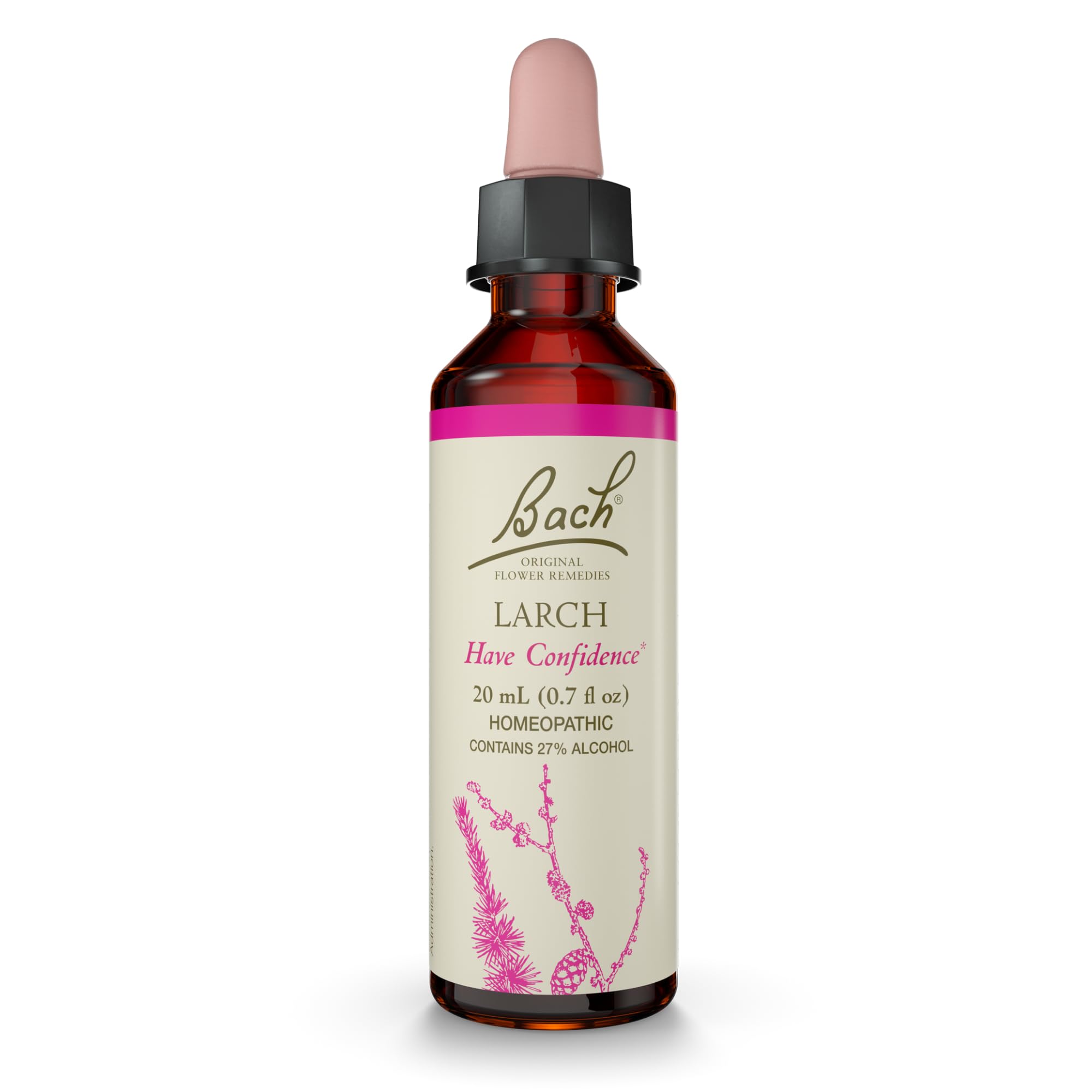 Bach Original Flower Remedies Larch 20ml bottle and dropper for confidence-boosting use
