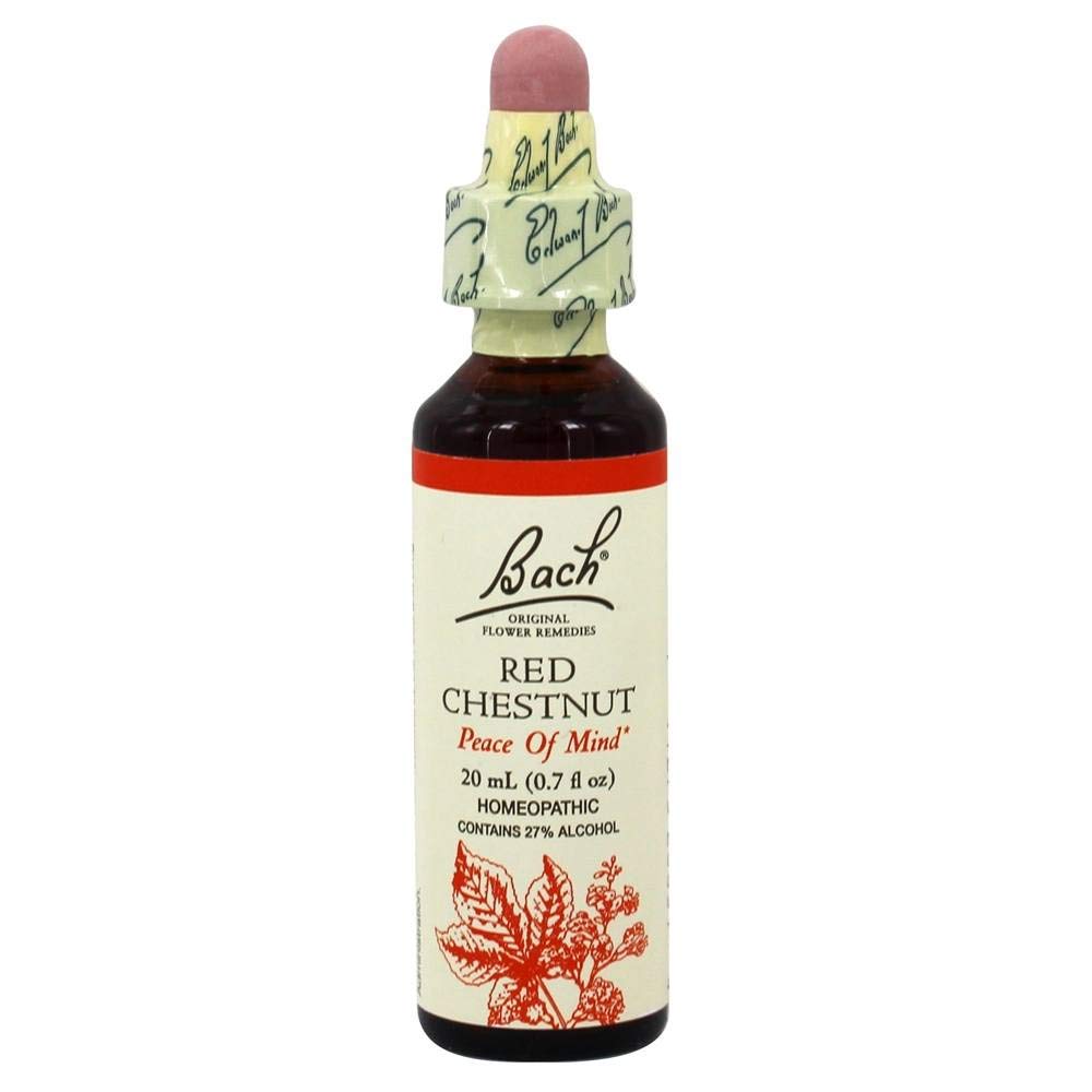Bach Original Flower Remedies Red Chestnut bottle with dropper ready for calming, compassionate usage.