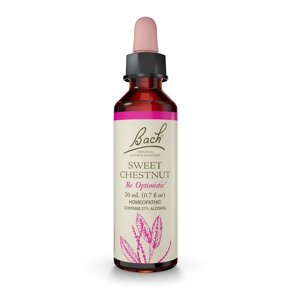 Bach Sweet Chestnut bottle close-up promoting emotional balance