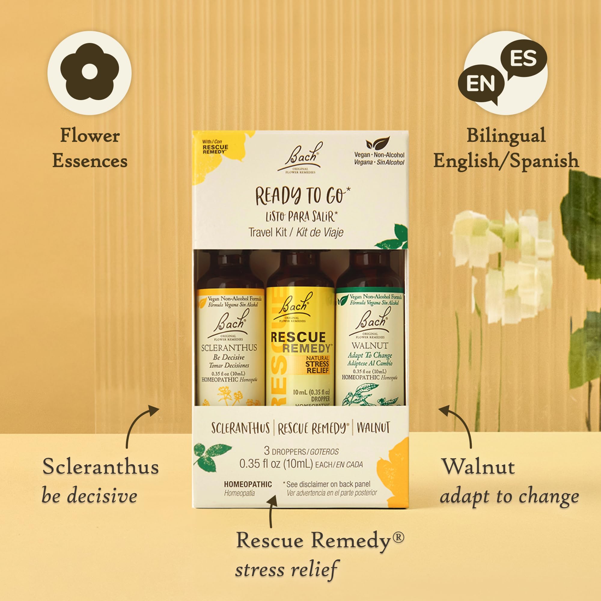 Bach Original Flower Remedies Vegan formula bottle with simple ingredients