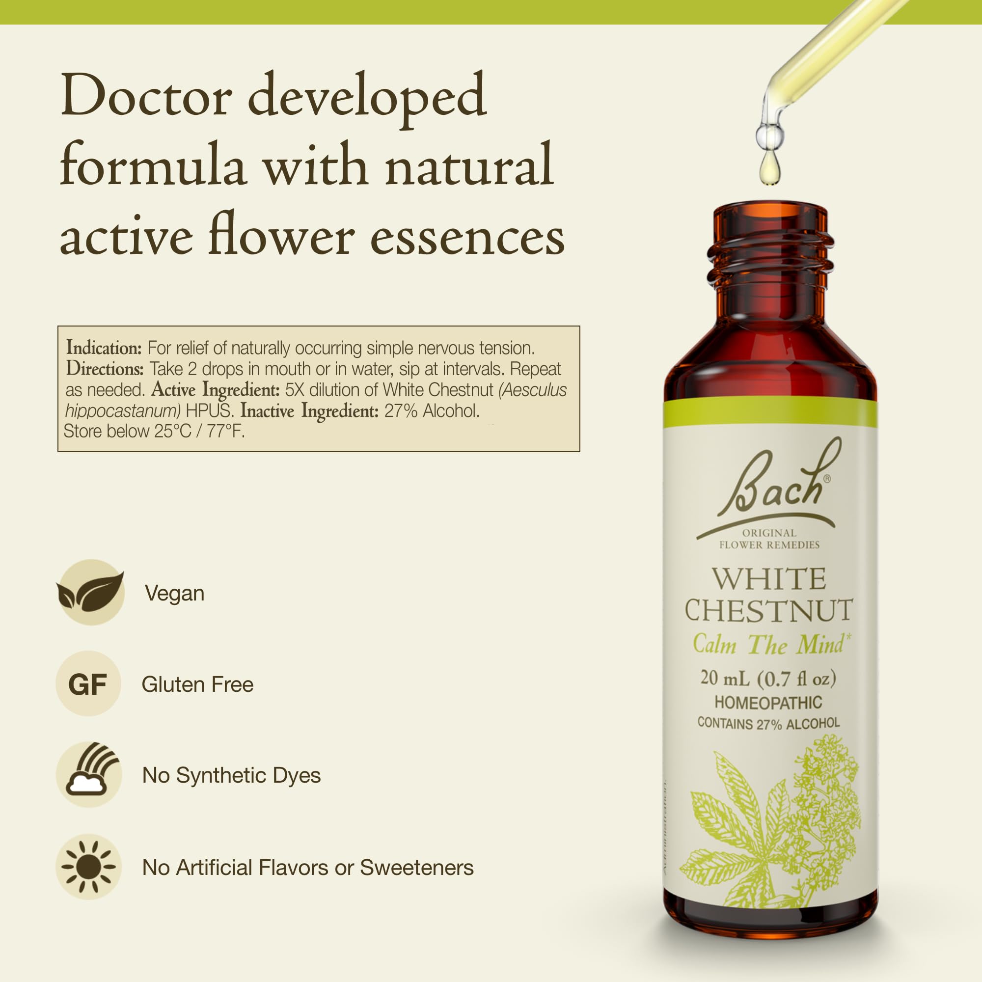 Bach White Chestnut dropper in use for quick, discreet daily calm.