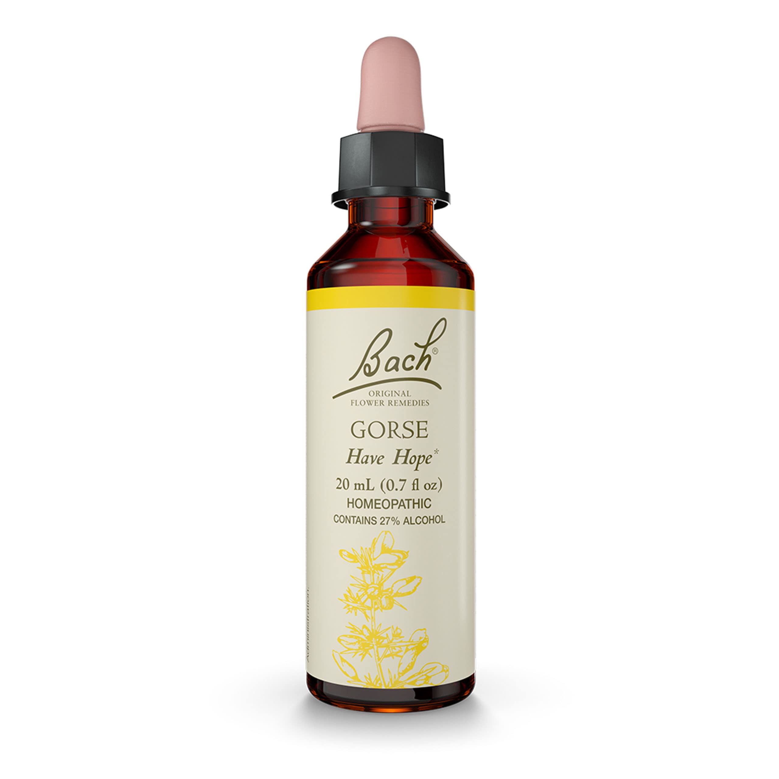 Bach Original Gorse bottle front promotes emotional hope and resilience.