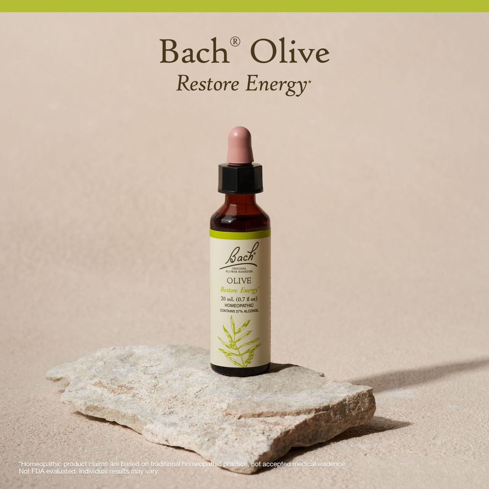 Bach Original Olive energy ritual setup suggests personal emotional balance routine.
