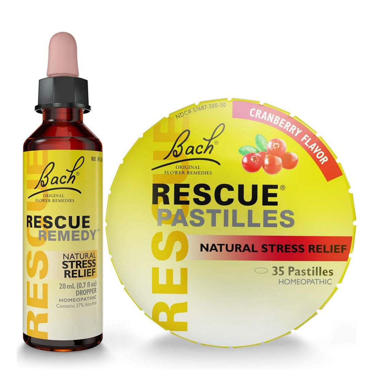 Bach RESCUE bottle with drops for discreet on-the-go calming.