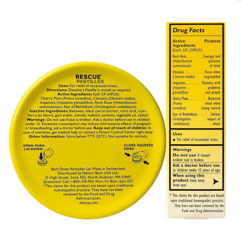 Bach RESCUE pastilles cranberry tin, sugar-free and vegetarian.