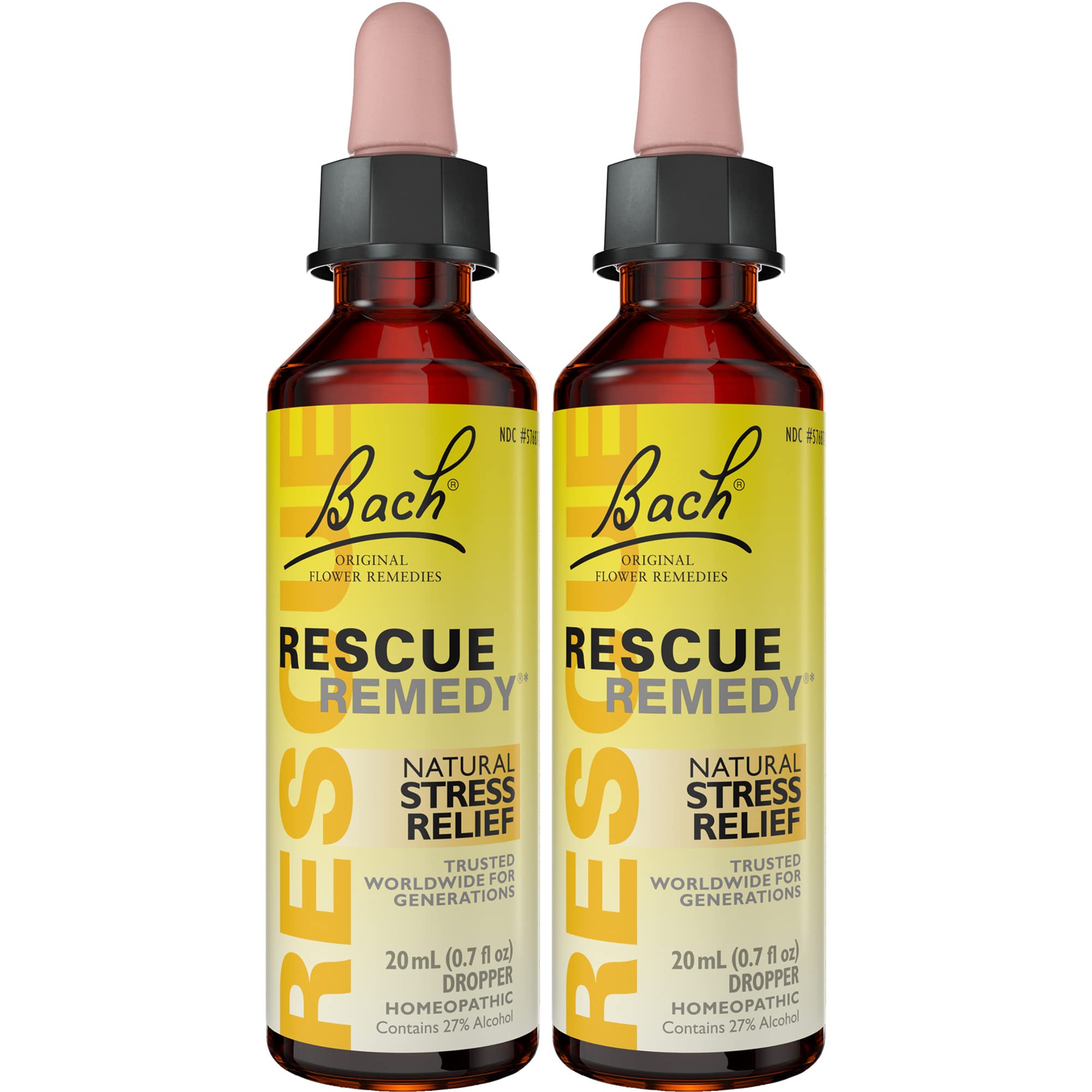Bach Rescue Remedy dropper bottle showing the original formula for stress relief.