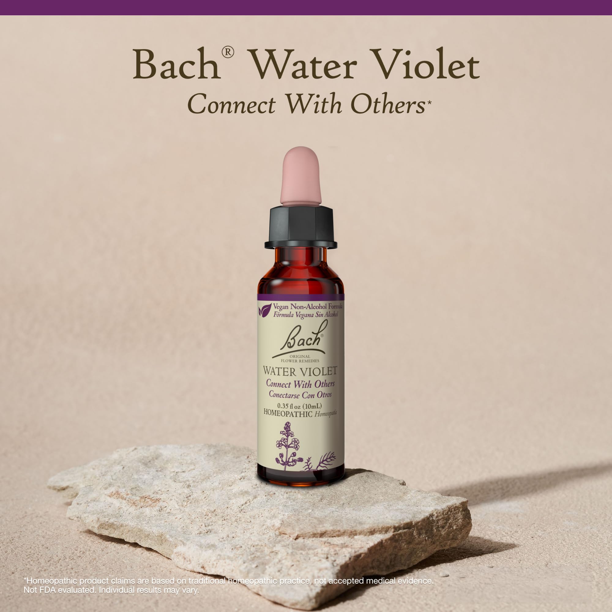 Bach Water Violet on a table amid a calm, social setting for everyday use.
