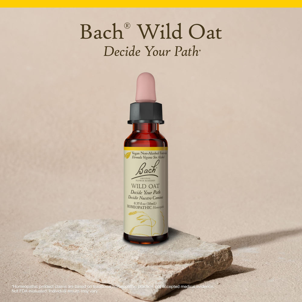 Bach Wild Oat drops in water show easy routine integration for clarity