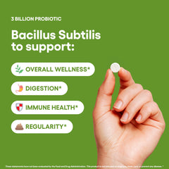 Bacillus Subtilis probiotic capsules designed for gut health support.