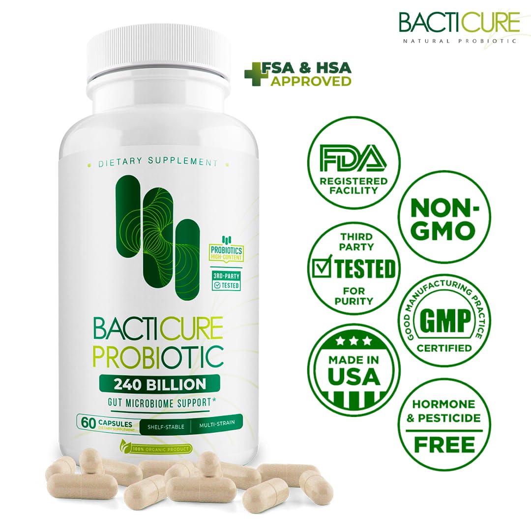 BACTERIUM PLUS Bacticure capsules visible inside a bottle for easy daily use.