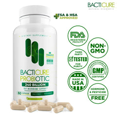 BACTERIUM PLUS Bacticure capsules visible inside a bottle for easy daily use.