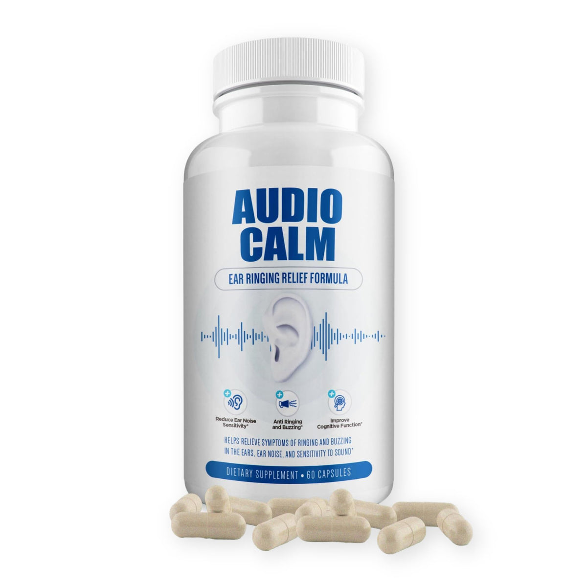 BACTICURE Audio Calm packshot - bottle for tinnitus support and daily use