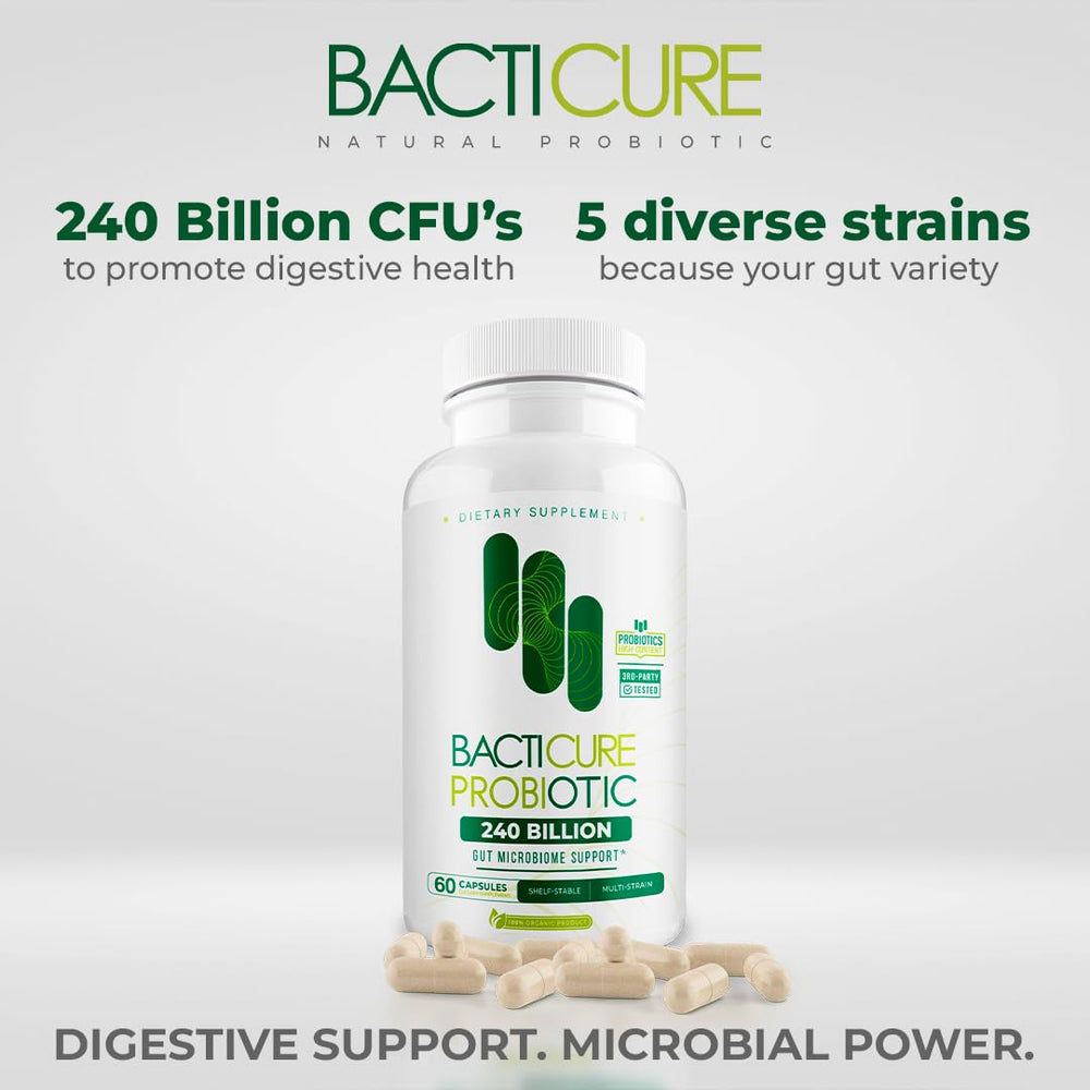 BACTICURE bottle with glass of water for simple daily use