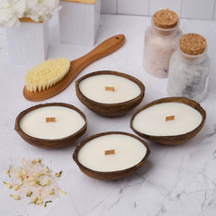 Badalyan Art Studio coconut-shell candle in a natural shell for cozy ambiance.