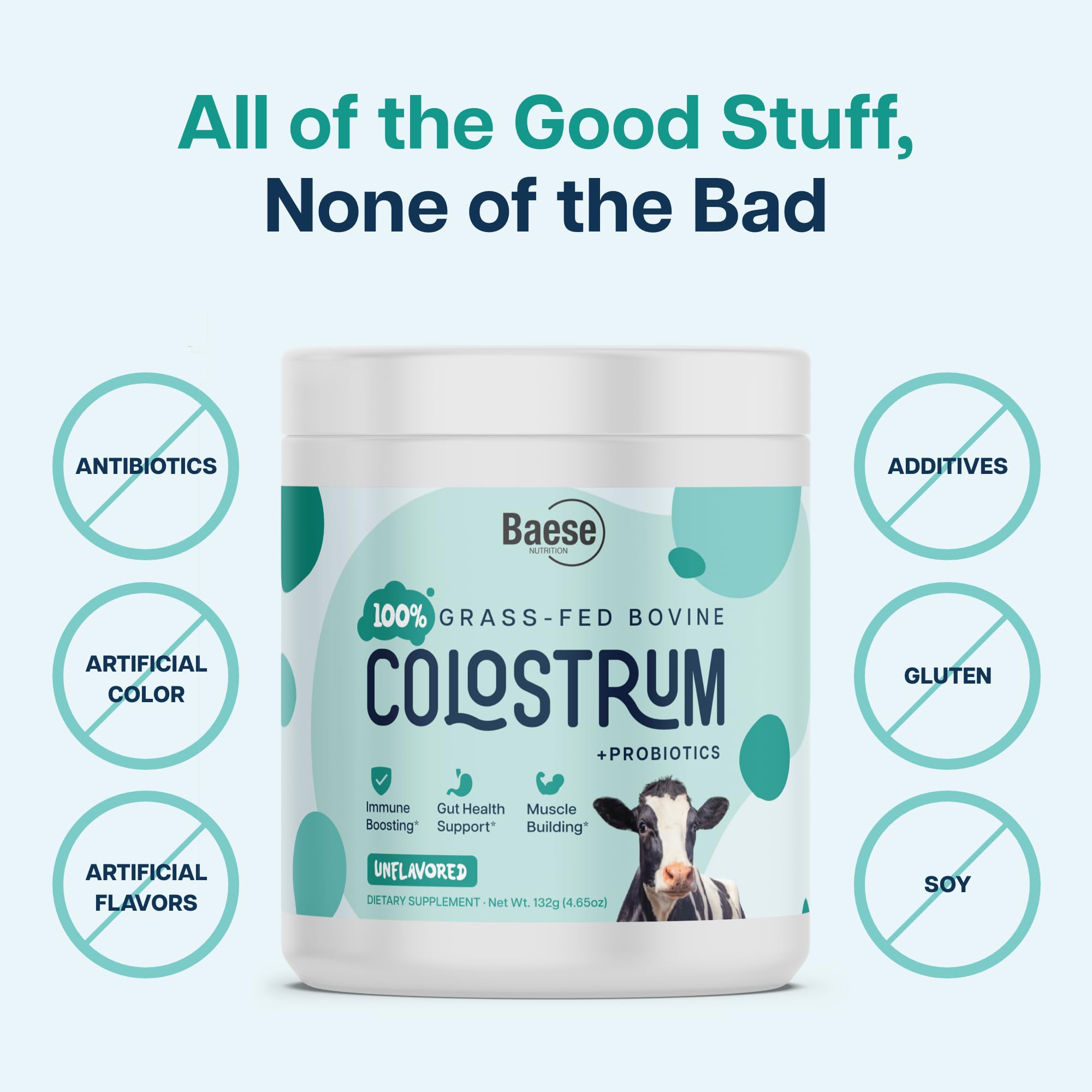 Baese Nutrition colostrum powder mixed into beverages during routines.