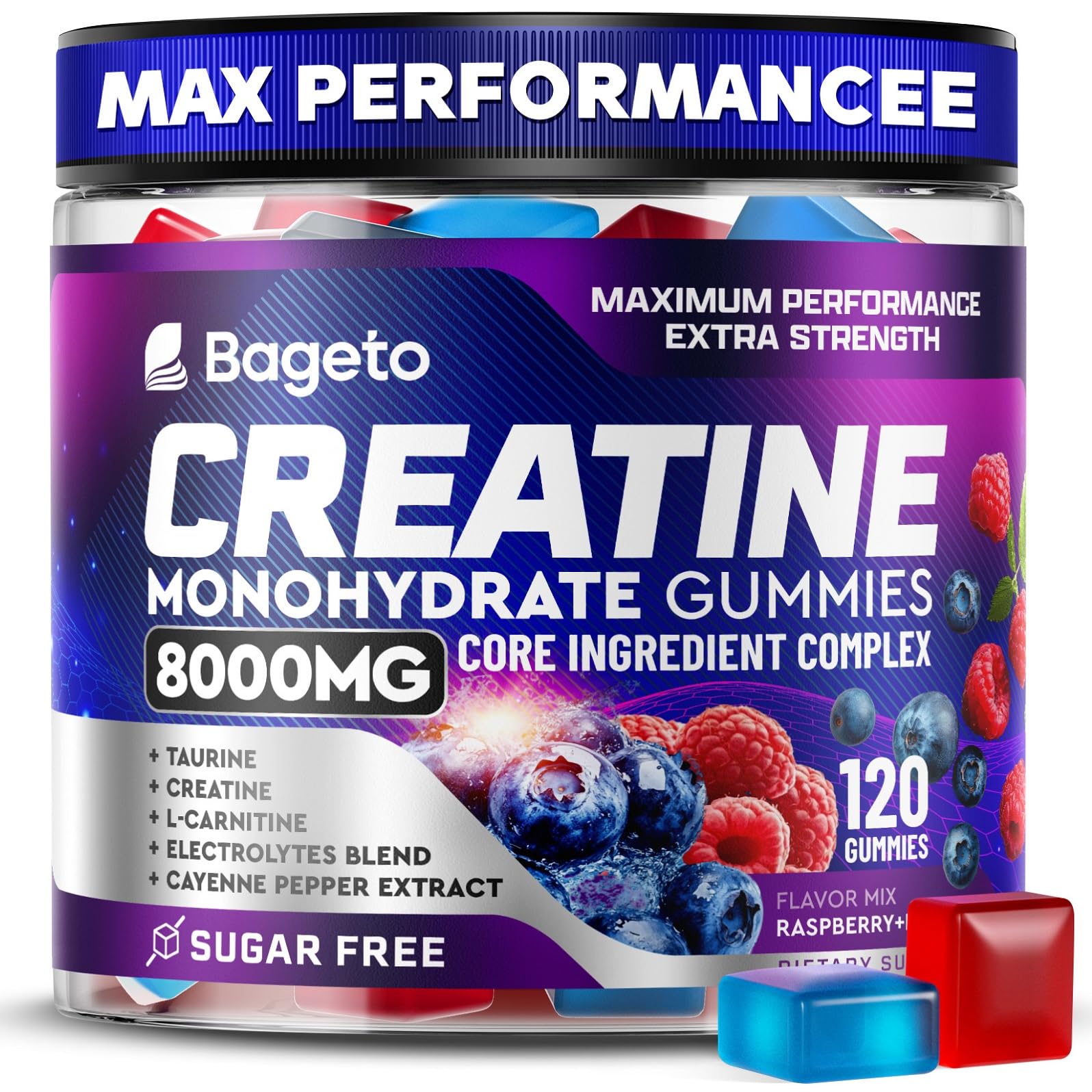 Bageto Creatine Monohydrate Gummies bottle ready for workouts and energy support