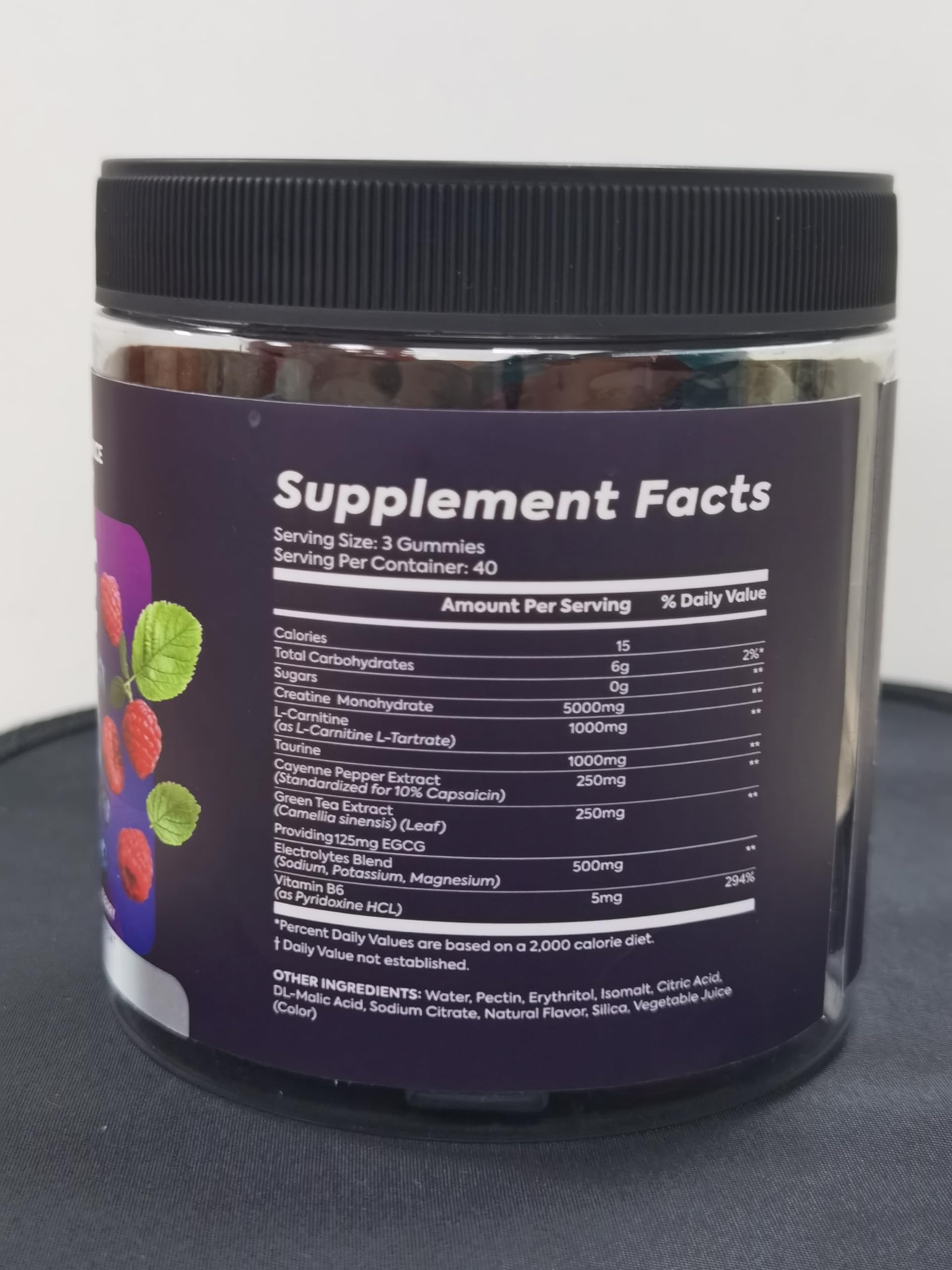 Bageto Gummies label displays ingredients including taurine and electrolytes