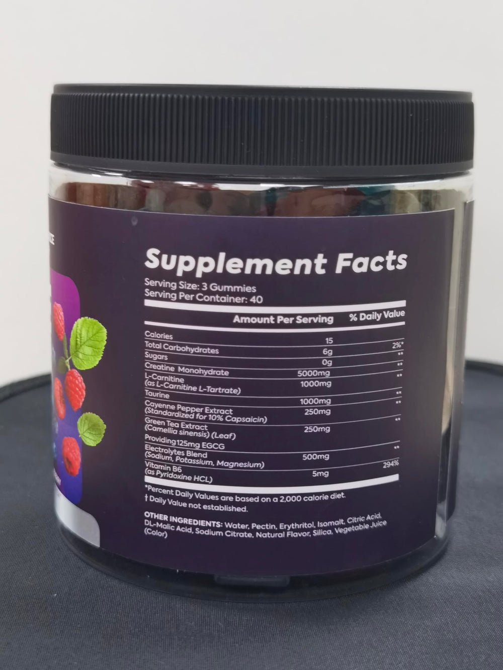 Bageto Gummies label displays ingredients including taurine and electrolytes